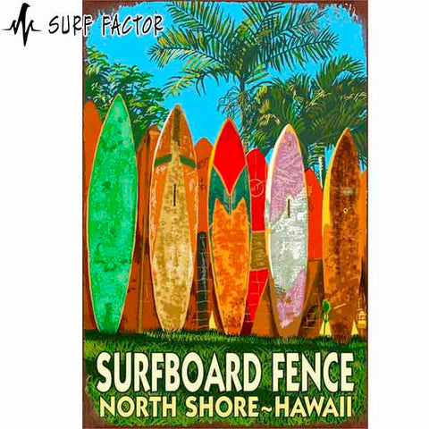 Surfboard Fence Metal Sign