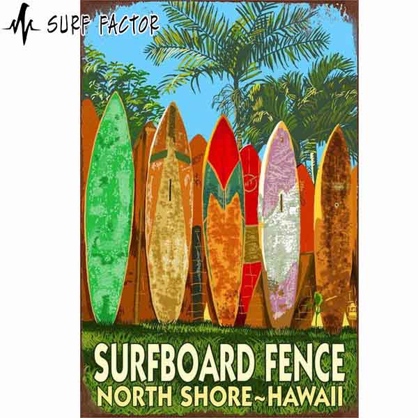 Surfboard Fence Metal Sign