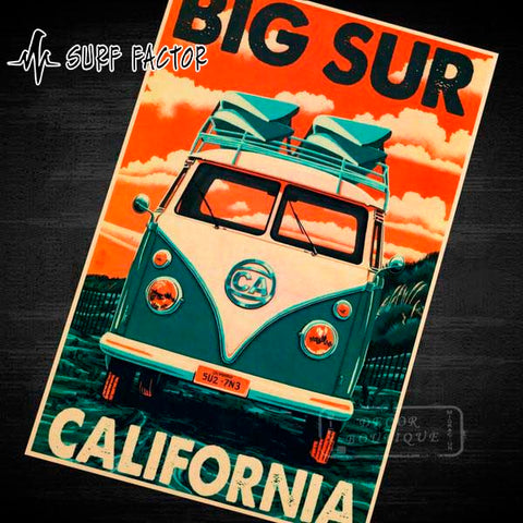 Classic Vintage California Surf Van Sticker