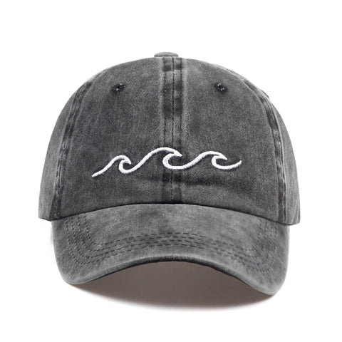 Sea Wave Embroidery Summer Cap