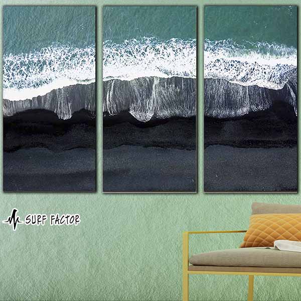 Black Sand Beach Canvas Triptych