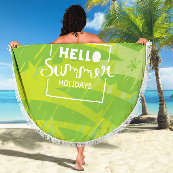 Hello Summer Holidays Beach Towel