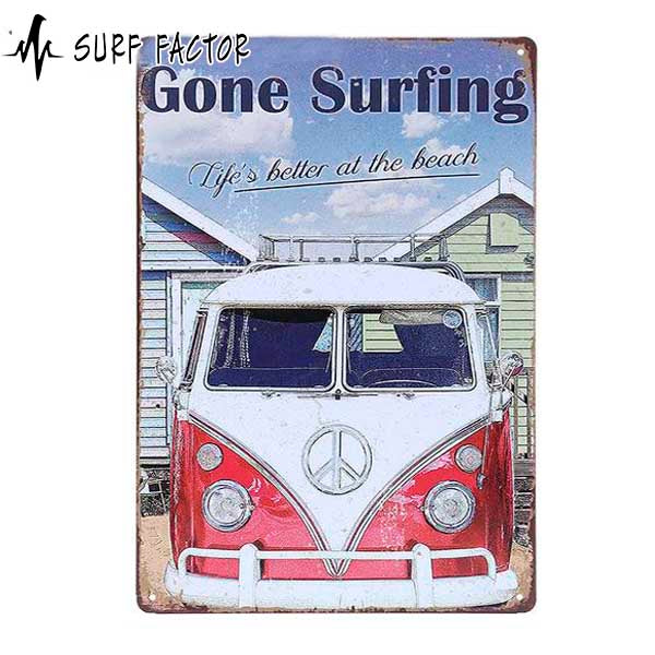 Gone Surfing Metal Sign